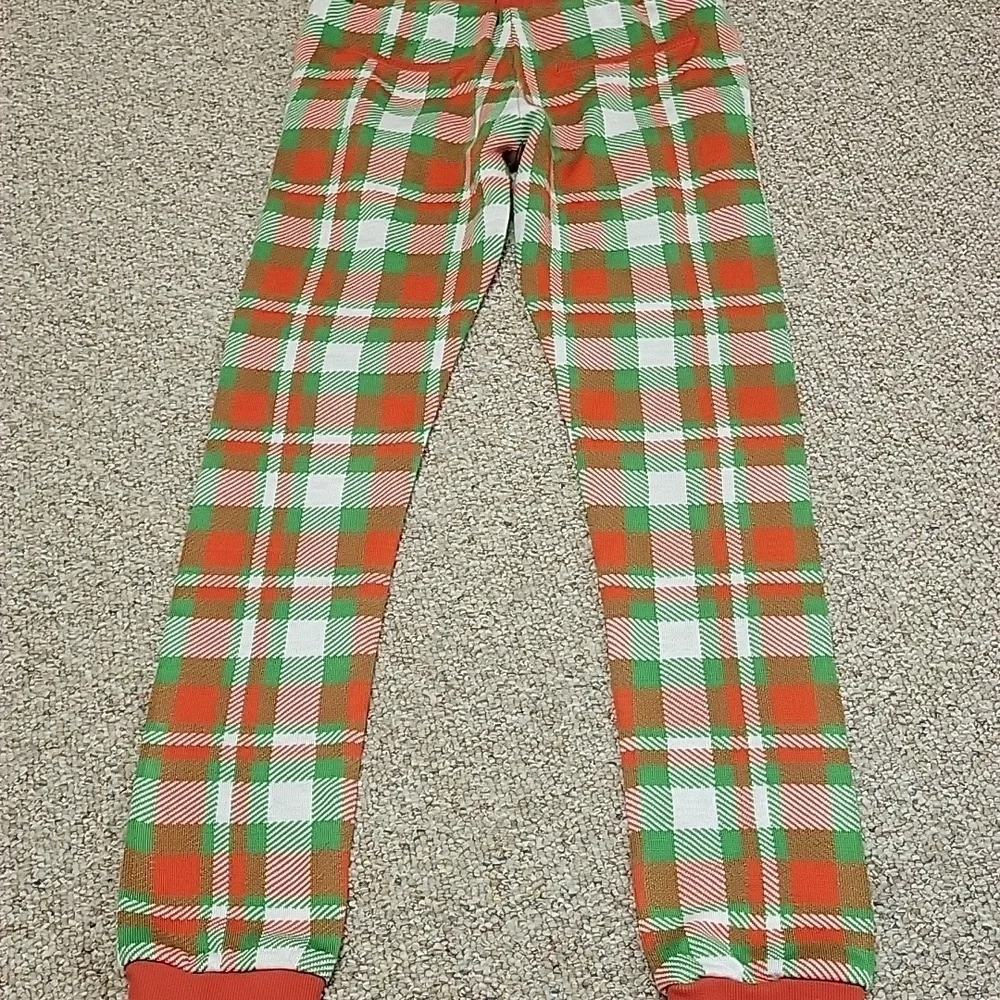Tipsy Elves Plaid Joggers Red, Green, and White, Women's Small. Festive